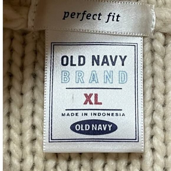 OLD NAVY Chunky Cable Knit Lambswool Sweater Jacket in Cream SZ XL - Picture 7 of 10